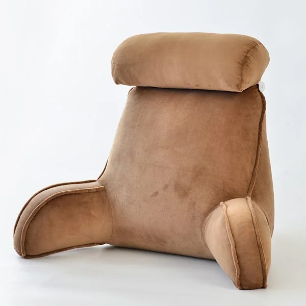 Læsepude med armlæn, bærbar til seng, nakke, armlæn, komfort, ergonomisk ryglænspude til sofa, lænestol, sofa 75x40x55 cm med rund pude