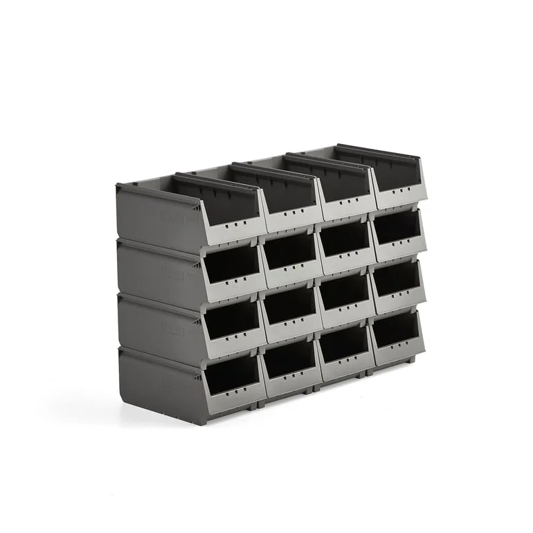 Multi purpose stores bin AJ 9000, 9073 series, 350x206x155 mm, 16-pack, grey