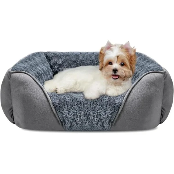 Dog Basket, Washable Dog Bed - 60x45x14cm - Non-Slip Anti-Anxiety Cushion Soft Comfort for Small Dogs and Cats