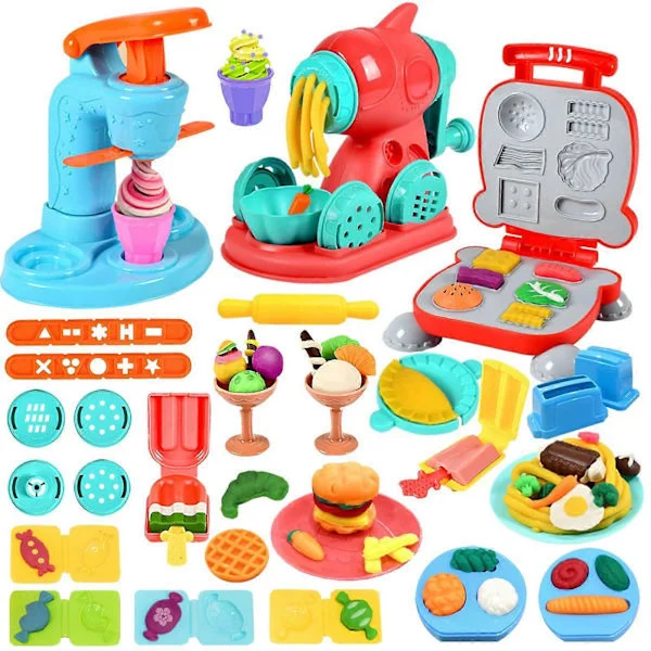 3-i-1 Play-Doh Köksset - Glassmaskin, Nudelmaskin, Hamburgermaskin, Matleksaker & Hantverk - Deluxe Play-Doh