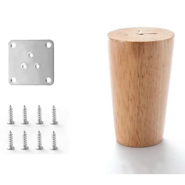 Set med 4 massiva träben för soffa, möbelben för fåtölj, sängbord