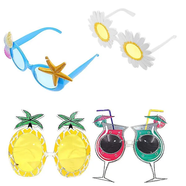 4 st kreativa Hawaii-tema glasögon strandfest solglasögon fotorekvisita