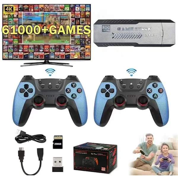 2025 Senaste Modell 2025 Ny Spelkonsol 4K 60000+ Spel, 4K Spelkonsol Pro, Retro Spelkonsol Inbyggd i 60 000+ Spel, Plug & Play TV Video Re