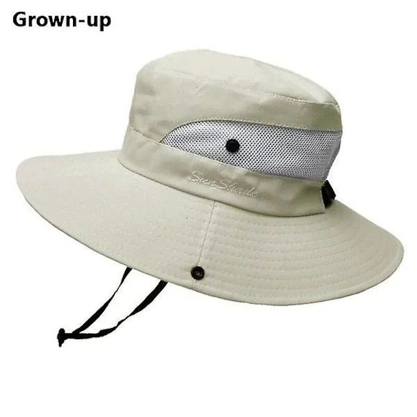 100 % polyester sommar utomhus solhatt, andningsbar solhatt, hopfällbar solhatt, herrars hästsvans hål fiskehatt (beige)