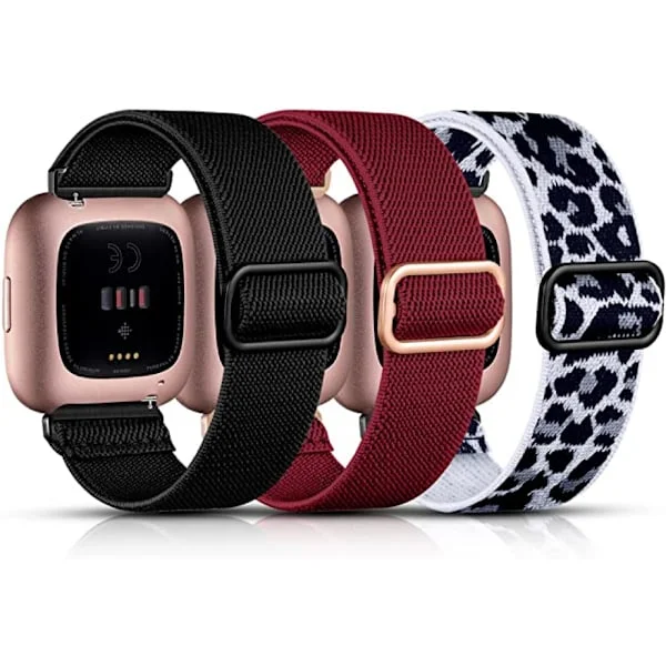 Smartwatch elastisk nylon solorem, kompatibel med Fitbit versa / Fitbit versa 2 rem, blød nylonvævet justerbar sportsurrem, dame- og herre-