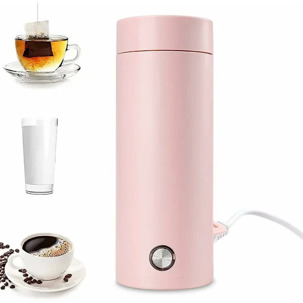 [RM]Mini Electric Travel Kettle 400ml, Stainless Steel, Fast Boiling, Automatic Shut-off, for Tea, Coffee, Milk, Pink