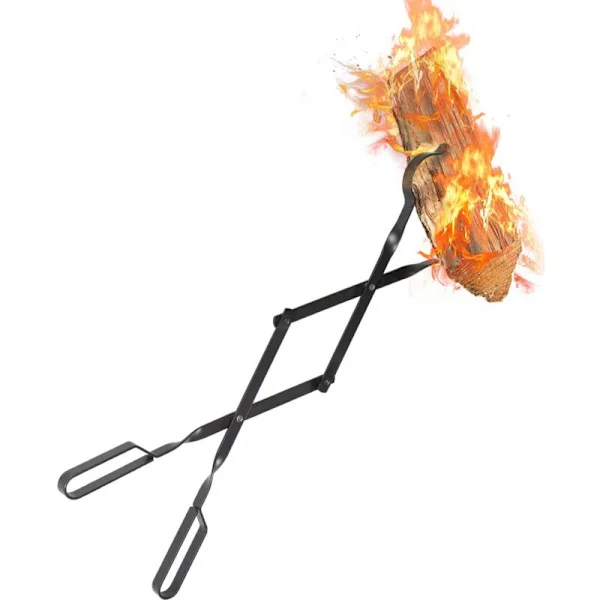 Firewood Tongs, 64 cm Long. Accessories for Indoor Fireplaces, Outdoor Grills, Campfires, and Camping Grills.