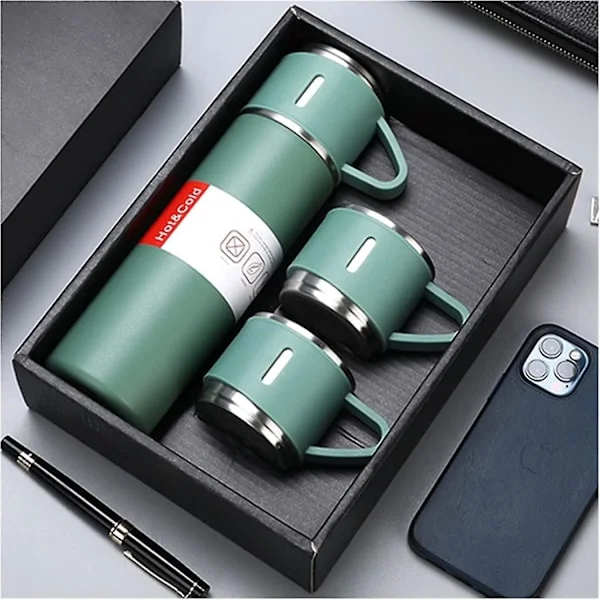 Rostfritt Stål Termos 500ml/16.9oz Vakuumisolerad Kaffe Termos Med Koppar För Varma Drycker Och Kalla Drycker Vatten Och Kaffe Flask