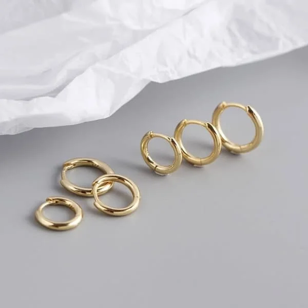 3 par creoler, minimalistiska guldcreoler, enkla creoler i 3 storlekar, presenter till kvinnor och män, guld-FA-