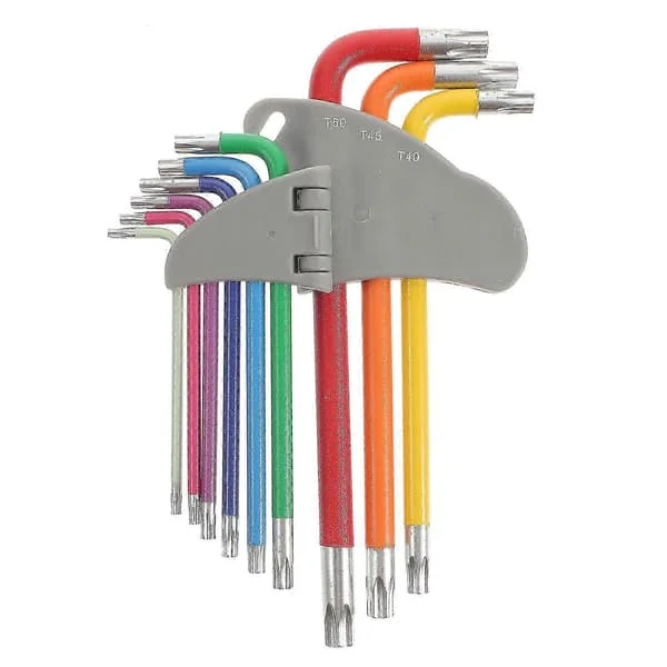 1 uppsättning Torx-nycklar, blandade Torx-skruvmejslar, multifunktionell långarmad Torx-nyckel