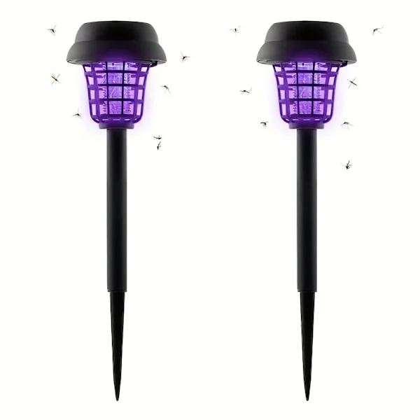 2 st Sol-drivna Insektsfångare Utomhuslampor, Solcellsdriven Zapperlampa, För Inomhus- och Utomhusbruk
