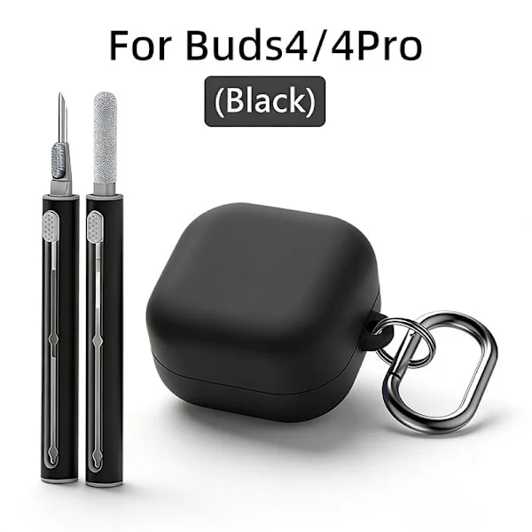 Fodral för Samsung Galaxy Buds 4 / Buds 4 Pro, silikonfodral, med rengöringskit och karbinhake