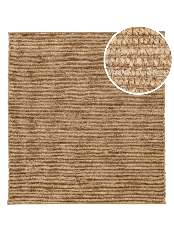 Jute Ribbed 250X250 Groot Beige Vierkant Jute Vloerkleed