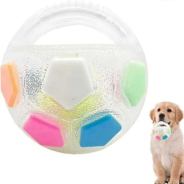 The Mellow Dog Calming Ball, Hundboll med handtag, Interaktiv hundleksak, Hållbar hundleksak med pip, Hundfotbollsleksak för medelstora till stora 