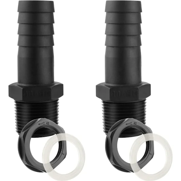 25 mm Tanköverströmningskoppling, 1000L Vattentank, Hankoppling för Regnvattentankar, Genomföringar med Tätningar (9,8 cm x 2,5 cm x 3 cm)