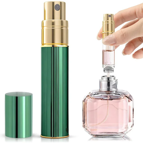 Travel Perfume Dispenser, Refillable, Leak-Proof and Easy to Refill Perfume Bottle, Unisex (Green). green