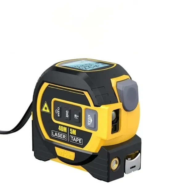 Yleismittari 3 in 1 infrapunalaser-mittanauha digitaalinen mittanauha laserilla Laser-etäisyysmittari LED-näytöllä Lasermittaustyökalu (keltainen)