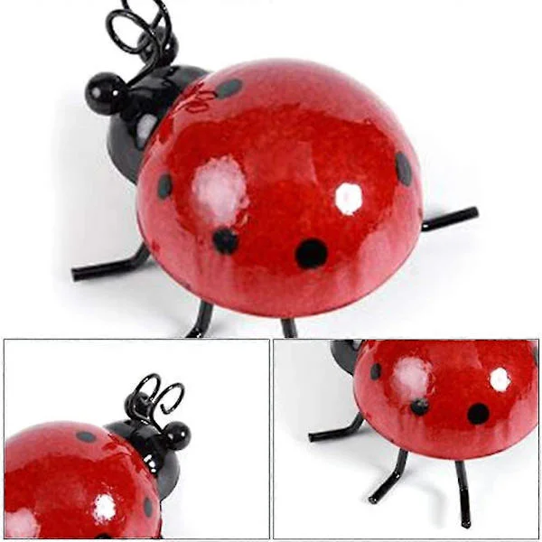 New Metal Ladybug Wall Art, 4 Pieces Metal Animal Outdoor Wall Decor, 3d Insect Wall Sculpture, Garden-FX-