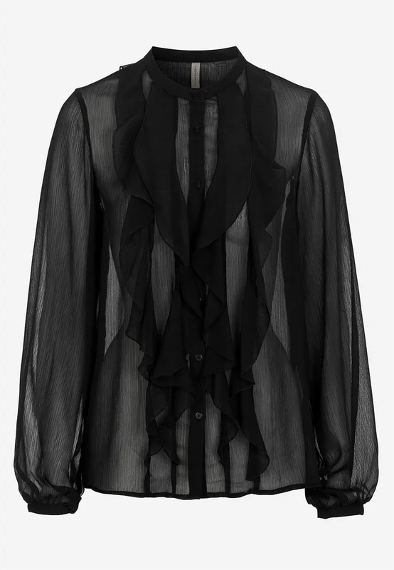 Soyaconcept - Chiffonbluse med volanger i svart for damer i størrelse S (38) - Cellbes