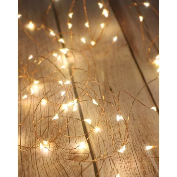 Varm LED lyslenke batteri, 5M 50 LED kobbertråd lyslenke batteri