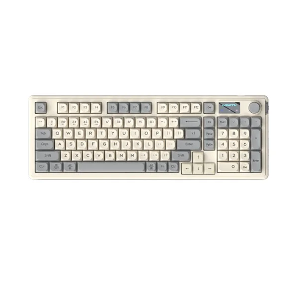 98-tast kabelforbundet RGB-tastatur til stationær pc og bærbar, kompakt 98-tast layout, stille membran, tilslut-og-brug, RGB-bagbelysning, hvid ABS