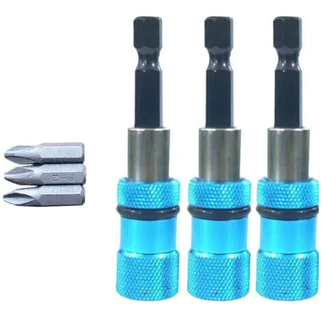 3-pack magnetiska snabbväxlingsbits för gipsskivor - Justerbart skruvdjup - 1/4" sexkantsskaft