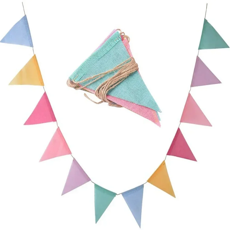 AliExpress - 4 m bunte Jute-Leinen-Wimpel-Flaggen, Banner, Geburtstag, Hochzeit, Weihnachten, Party-Dekoration, Wimpelkette, Banner zum Aufhängen für 