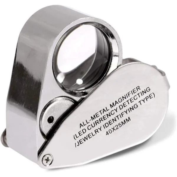 40x gullsmedlupe sammenleggbar forstørrelsesglass smykkeøye lupe med LED-lys opplyst (LED-valutadeteksjon/smykkeidentifikasjonstype lupe)-FA-