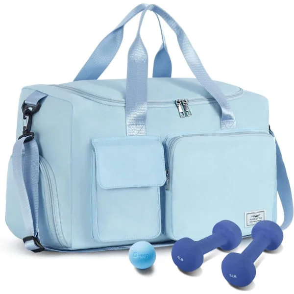 Sports Bag for Women and Men, Gym Bag with Shoe Compartment, Weekend Bag, Overnight Bag for Women, Foldable, Water-Repellent Blue