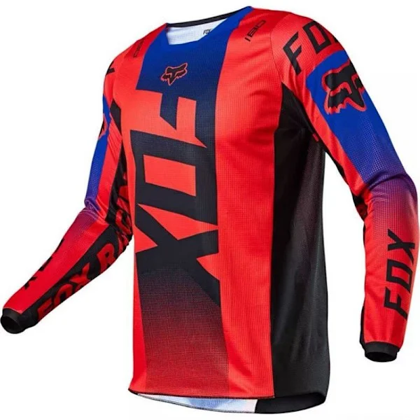 Retro FOX sykkeltrøye for menn, langermet MTB sykkeltrøye rød 3XL