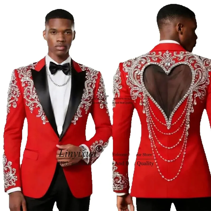 AliExpress - Glitzernder Schmuck Hochzeitsanzüge für Herren 2-teiliges Set Hochzeits-Bräutigam-Outfit Smokings Maßgeschneiderte Schlanke Party-Blazer 