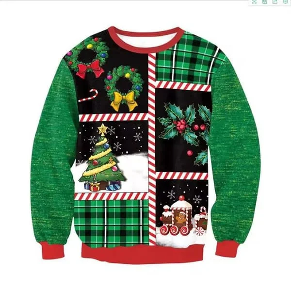 Jul 3D-printet mønstret herre sweatshirt med rund hals - Løs pasform langærmet trøje - Stil 12 - Størrelse L Style 12 L
