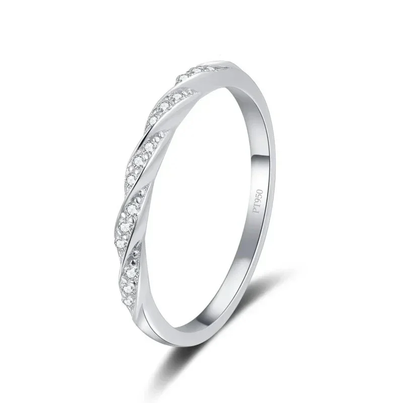 AliExpress - Bagues cadeaux d'anniversaire 0.12CT Moissanite diamant femmes ondulation ciel étoilé platine Pt950 alliance fille fête des adultes