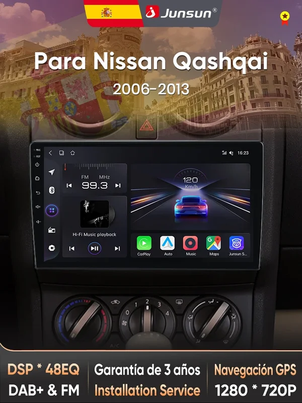 AliExpress - Autoradio Junsun Radio Voz AI pour Nissan Qashqai J10 2006-2013, CarPlay sans fil, Android Auto, autoradio 2DIN avec Bluetooth, DAB+, GPS