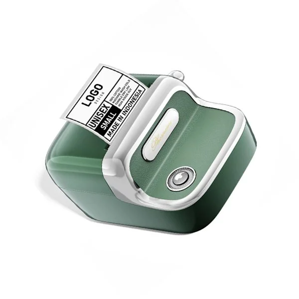 Termisk etikettprinter med Bluetooth 5.2, 203dpi för butik och lager, uppladdningsbart 1200mAh batteri, stöd 20-50mm, inkluderar 1 rulle Green