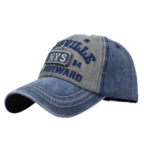 Brev Broderi Baseball Caps Distressed Faded Hatte NAVY&GREY