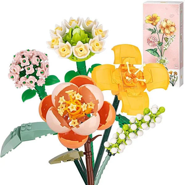 Bouquet Building Kit, Artificial Flowers, Creative Project for Adults, Decorative Home Decor, Botanical Collection Not Compatible with Lego 456 Pieces