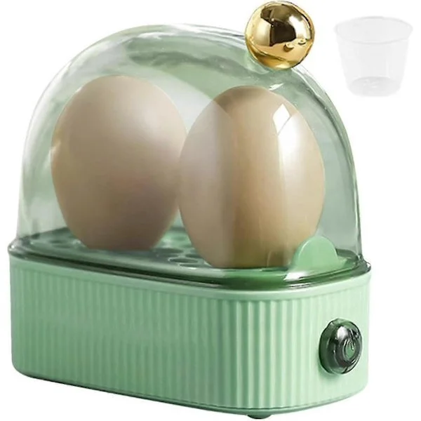 Eggekoker for 2 egg, kompakt elektrisk eggekoker, beste eggekoker som tilbereder alle tre nivåer - myk, medium, hard Ty Green