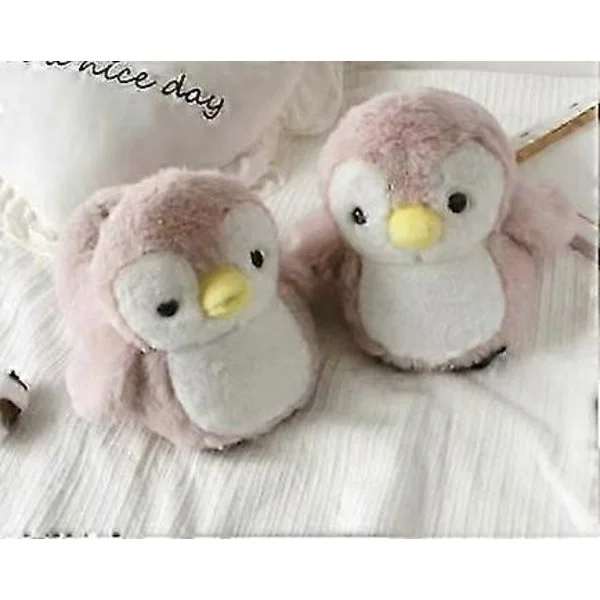 Winter Warm Cartoon Little Penguin Cotton Slippers Package with Non-Slip Thick Wool Slippers for Indoor Use