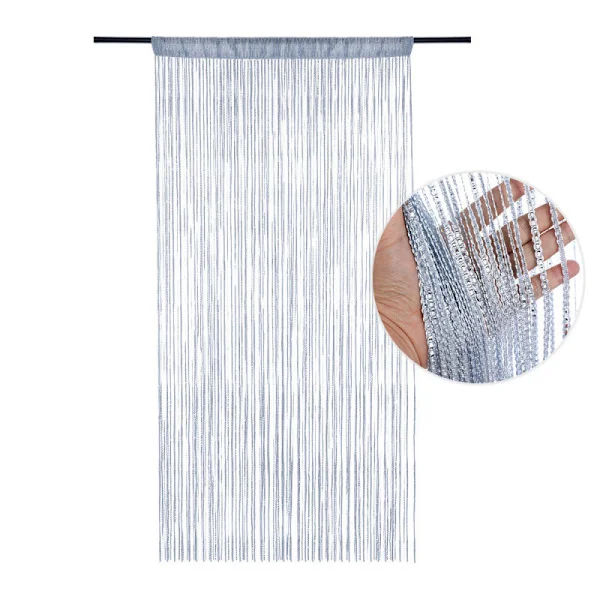 String Curtains Door Mosquito Net, Elegant Divider Tassel Curtain Compatible with Home Decor, Room Divider Compatible with Doors and Windows, White (