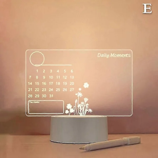 Kreativ LED-oppslagstavle. USB nattlys med innebygd penn. DIY nattlampe