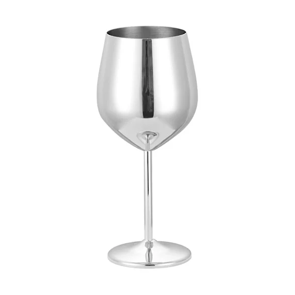 500ml Large Stainless Steel Wine Glass, Unbreakable Metal, Drinking Glass, Goblet Silver