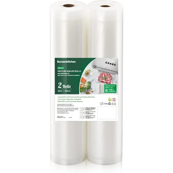 Vakuumposer til mad 2 ruller 28 x 500cm Vakuumposer til madopbevaring og madlavning BPA-fri
