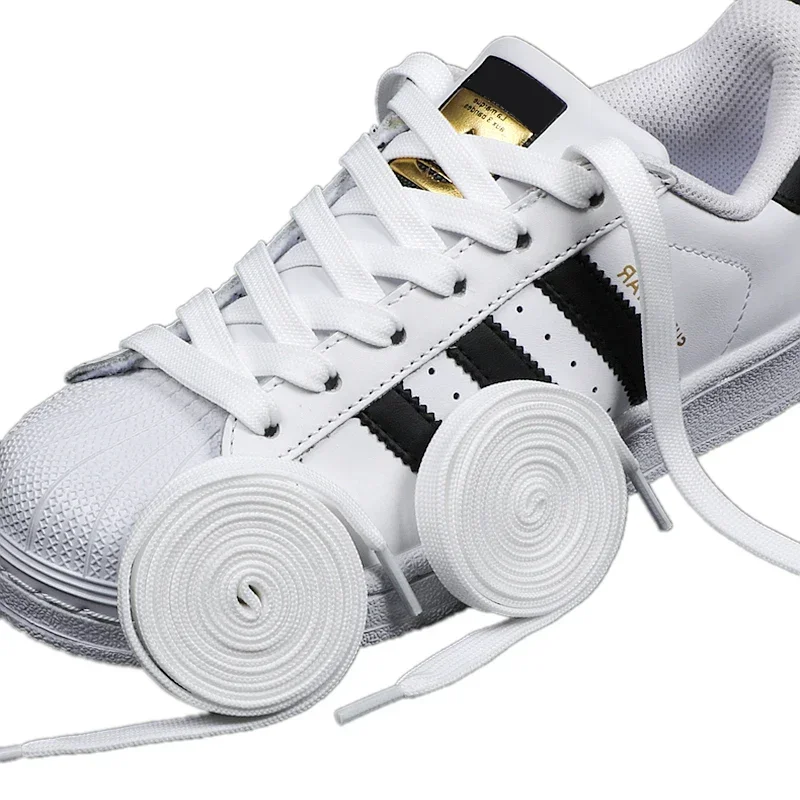 AliExpress - 1 paire de lacets de chaussures noirs et blancs, plats, Double tissage, antidérapants, en Polyester, chaussures de sport décontractées, 