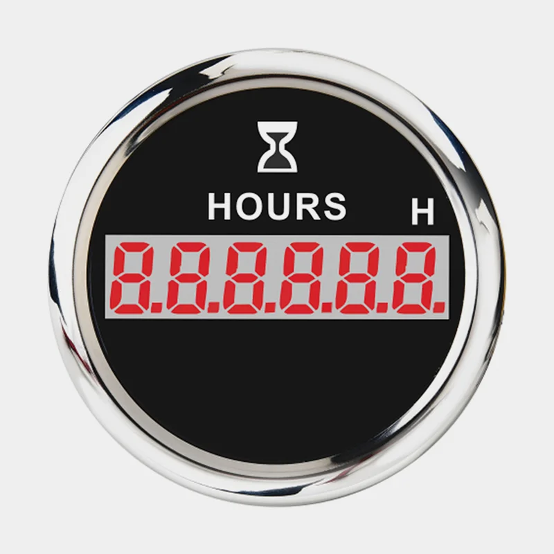 Digital hour meter iGauge, imfri, Ø52 mm, 12 V / 24 V, silver/black, 9999 hours