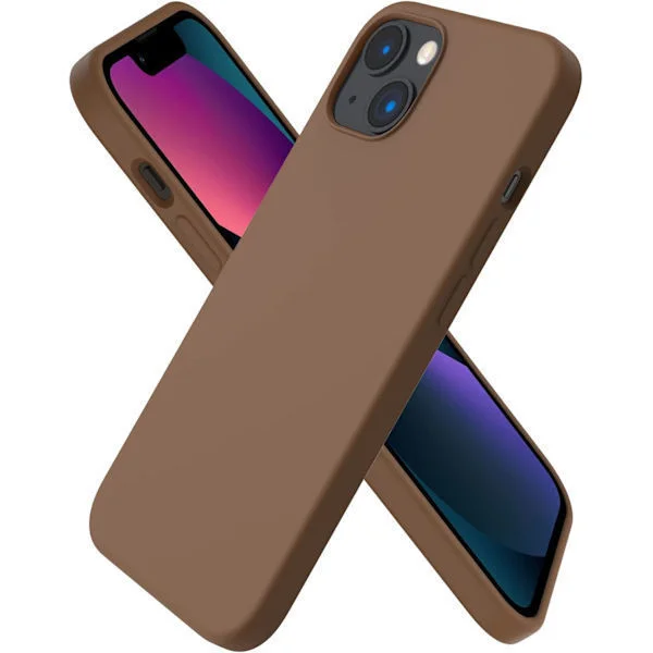 iPhone 13 Cover, Flydende Silikone Cover til 6,1 Tommer iPhone 13, Ultratyndt Cover, Fuld Dækning Stødsikkert Beskyttende Blødt Cover Chokolade