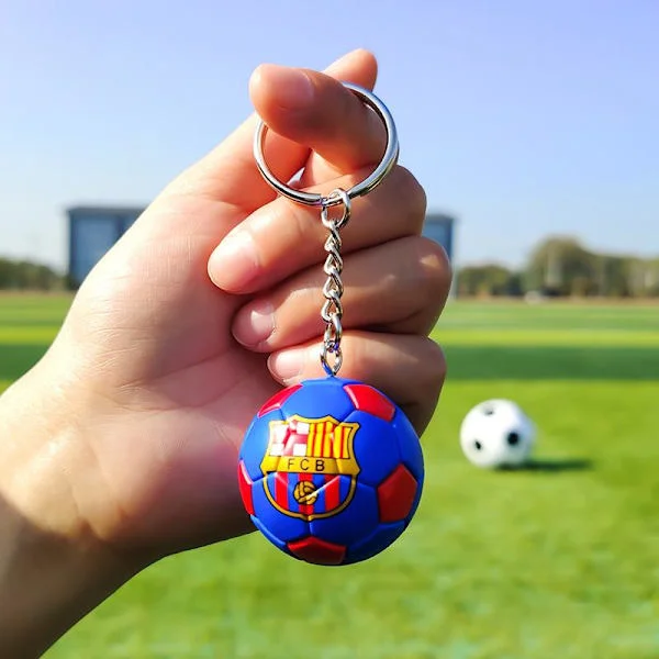 PVC nøkkelring med mini fotball, Tyskland 2024 Europacup klubbmerke flagg Manchester City Real Madrid_xx