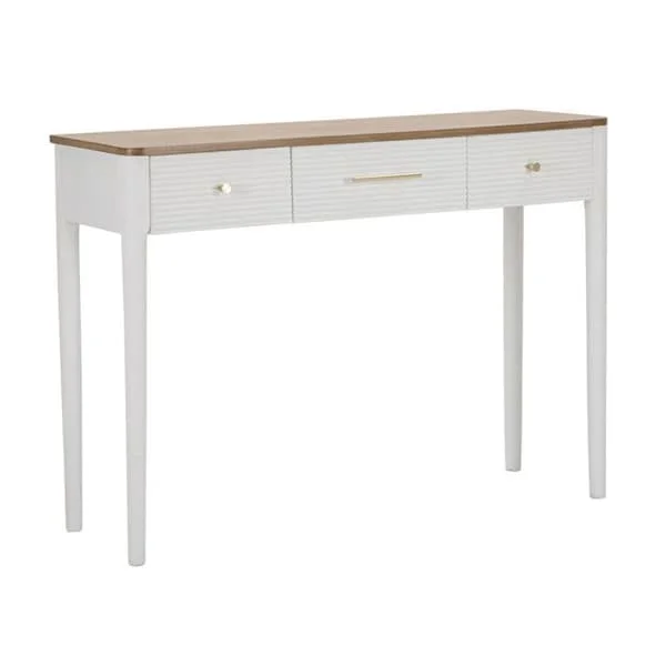 Konsol i trä med 3 lådor "Matera" 107cm vit & naturlig