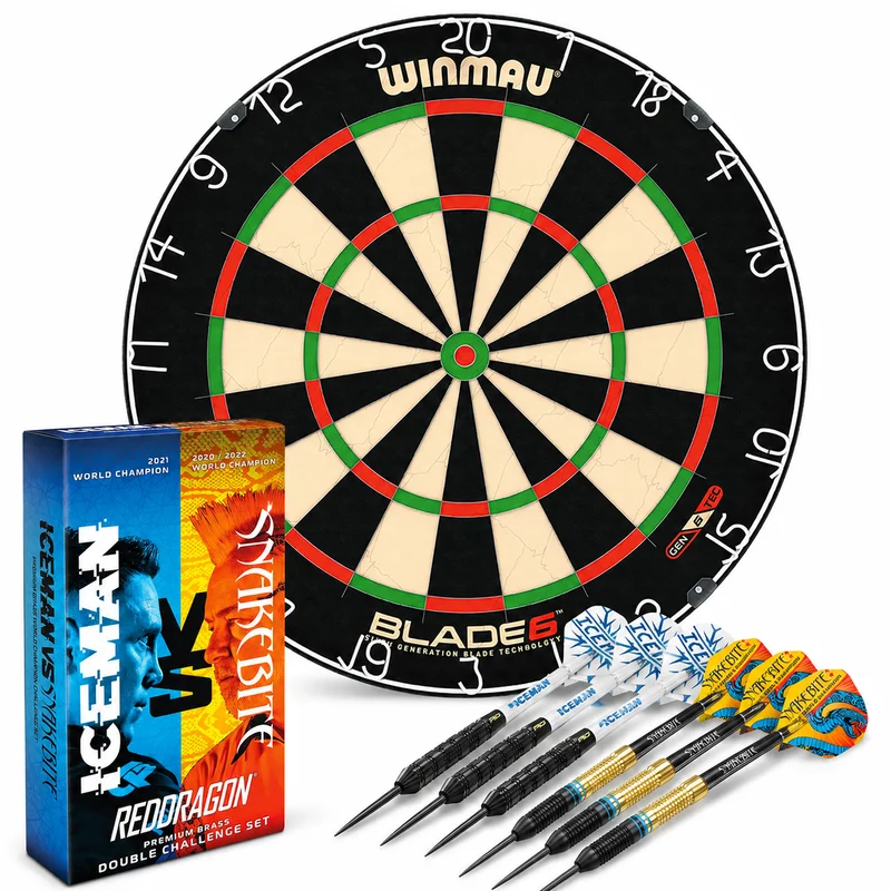 Pack Winmau Blade 6 Cible de fléchettes & Fléchettes en laiton Champion du Monde