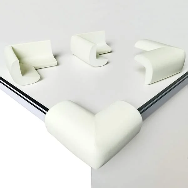White Set of 4 Soft Foam Corner Protectors for Tables - Baby Safety Equipment